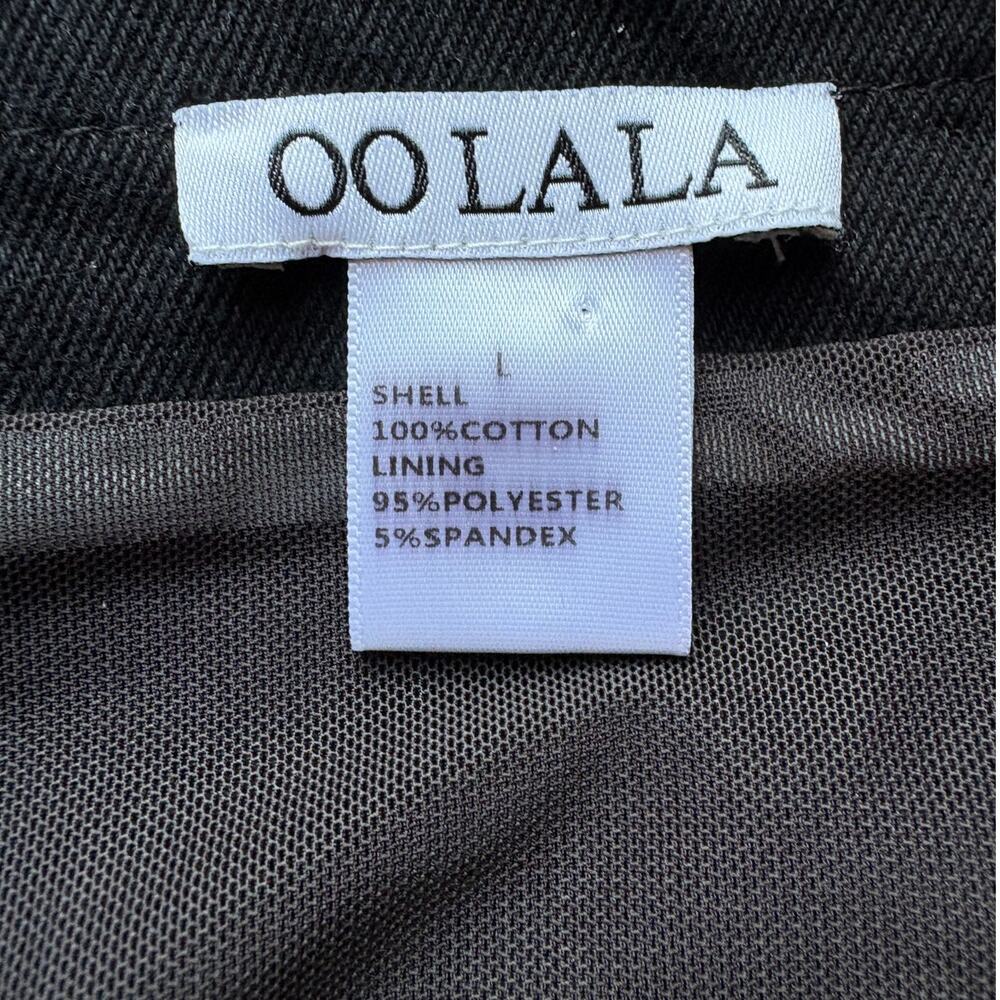 Oo La La Black Denim Embellished Collarless "Charm" Jacket Whimsy Bling size L - Picture 3 of 16